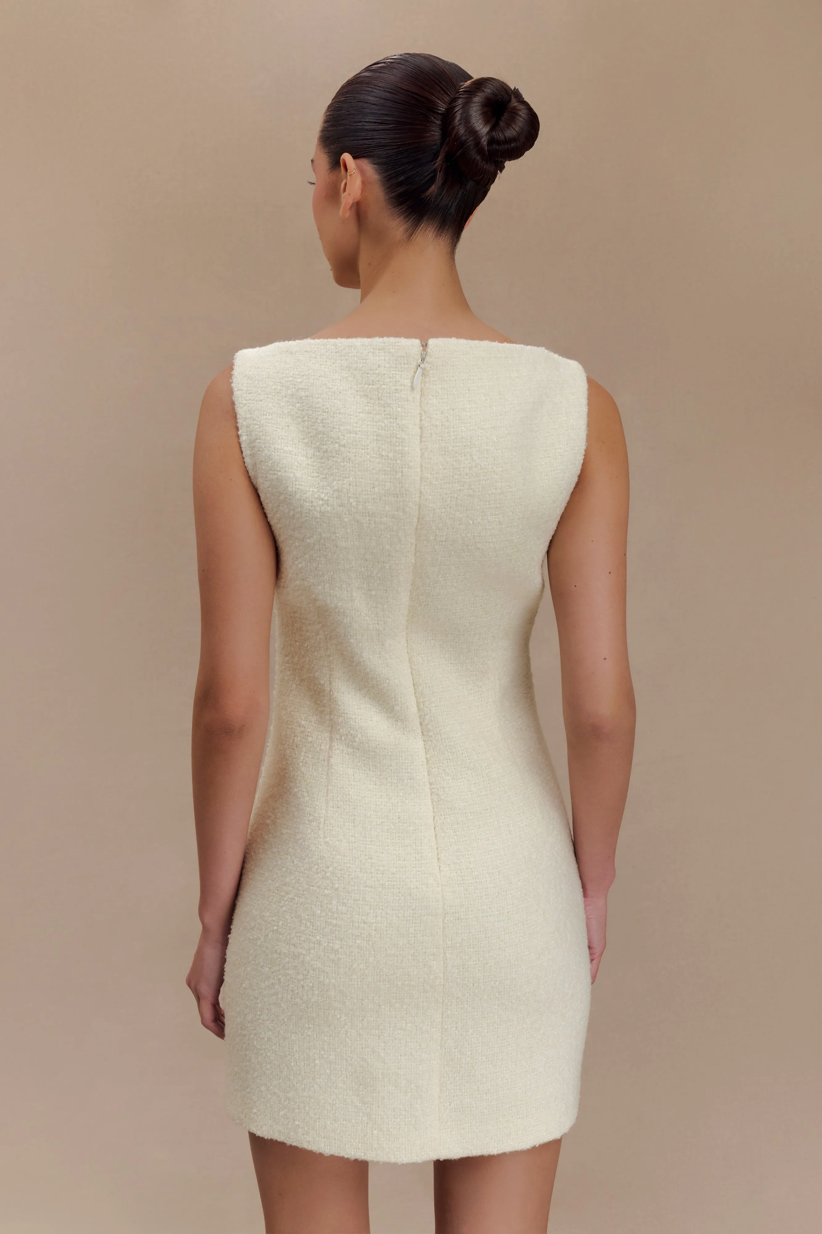 Cool Touch Angela Textured Boucle Mini Dress - Ivory