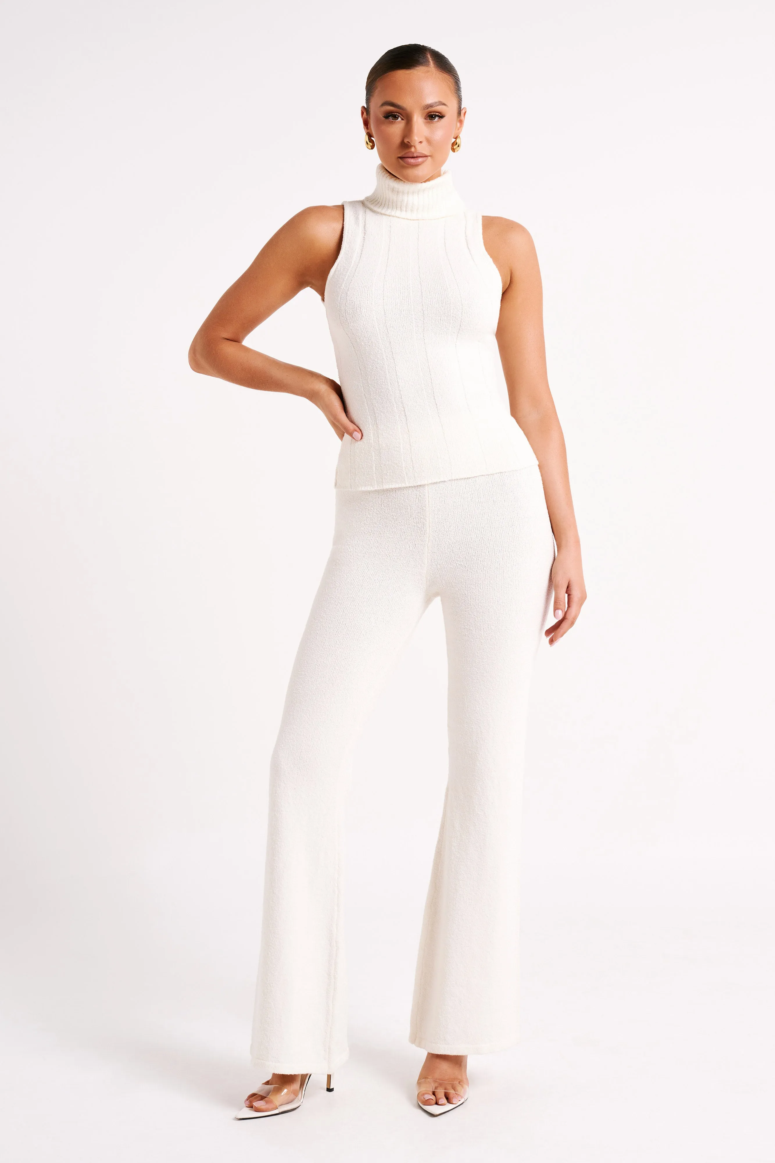 Angelina Knit Pants - Ivory Lined interior
