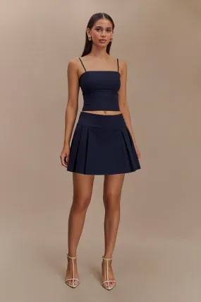 Relax Mode Angie Pleated Buckle Mini Skirt - Dark Navy