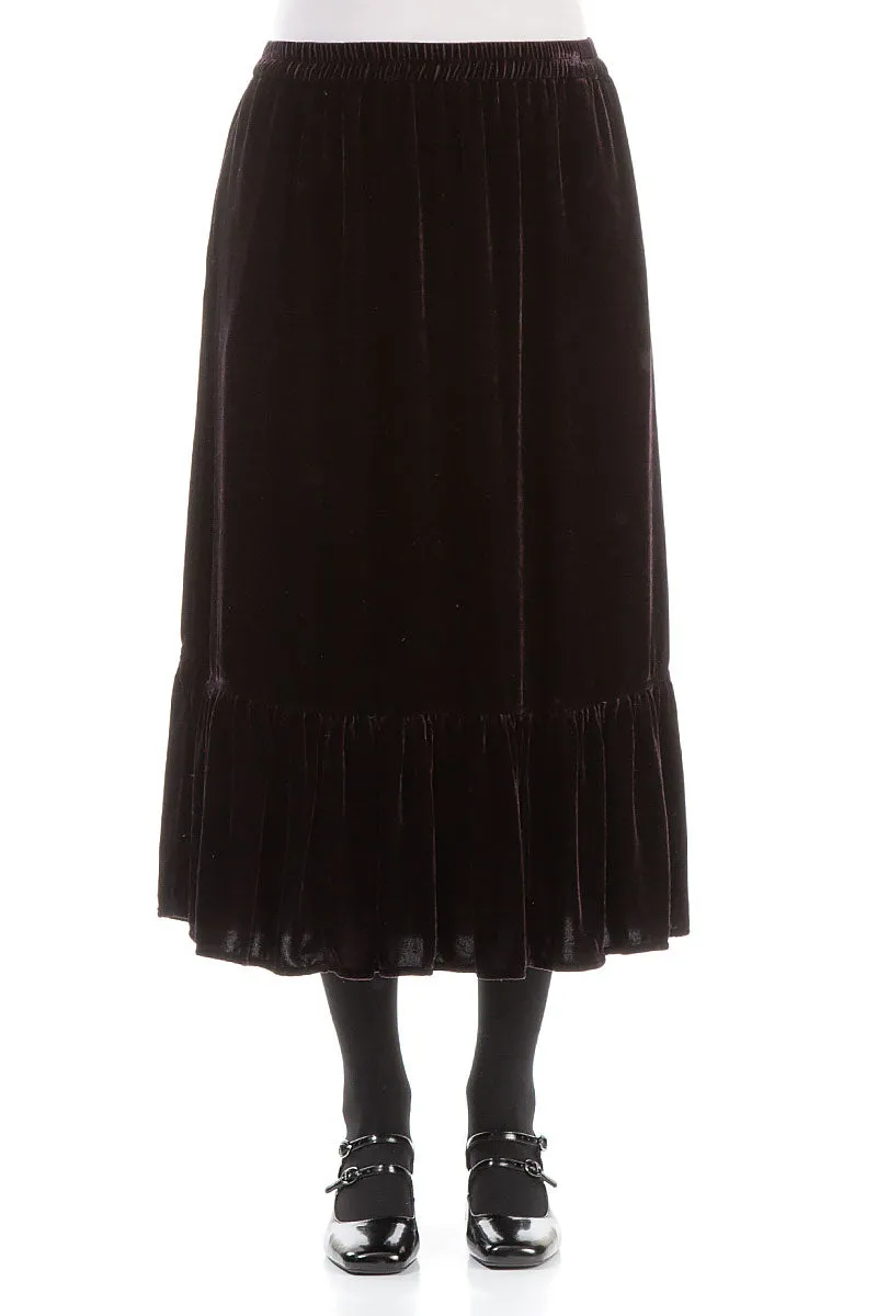 Ruffled Hemline Vintage Violet Silk Velvet Skirt Mini length