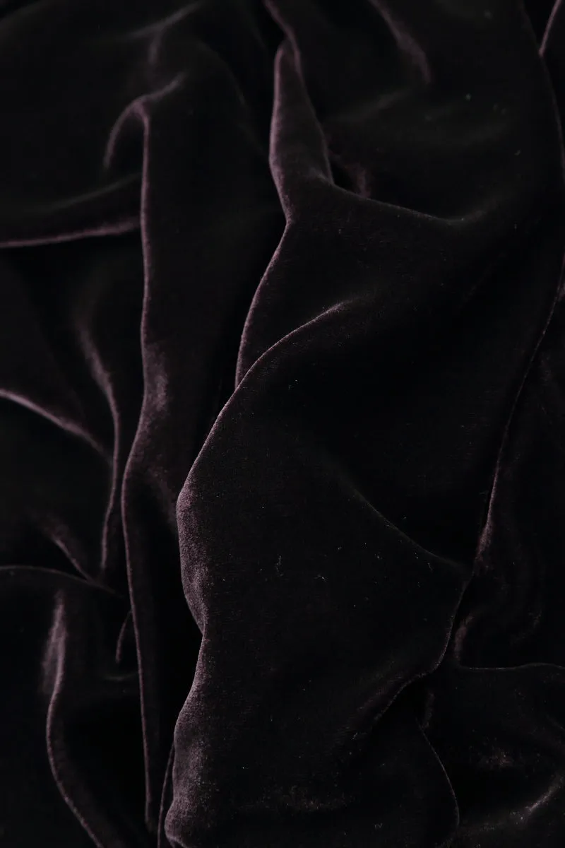 Outdoor Gathering Ruffled Hemline Vintage Violet Silk Velvet Skirt
