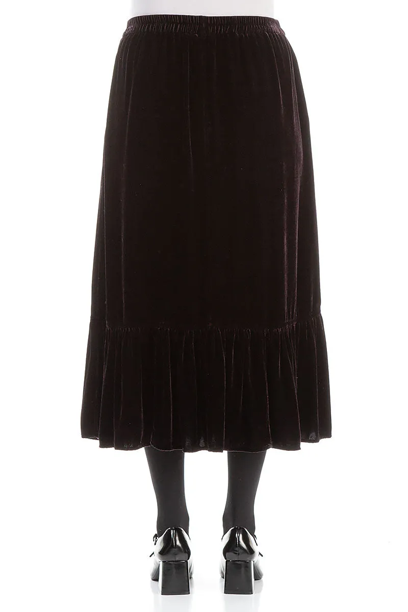 Ruffled Hemline Vintage Violet Silk Velvet Skirt birthday party Stretchy