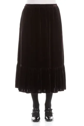 Ruffled Hemline Vintage Violet Silk Velvet Skirt Mini length
