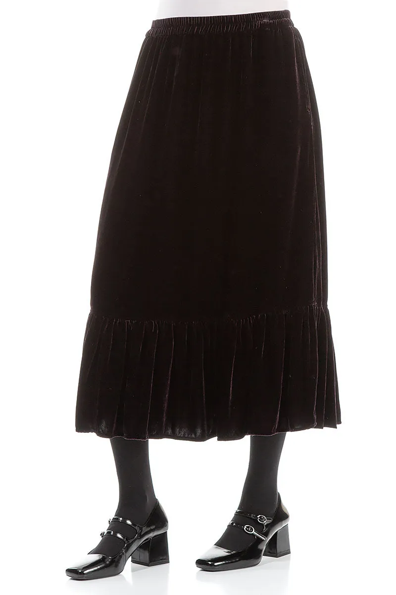 Ruffled Hemline Vintage Violet Silk Velvet Skirt Asymmetrical Cut Button Details