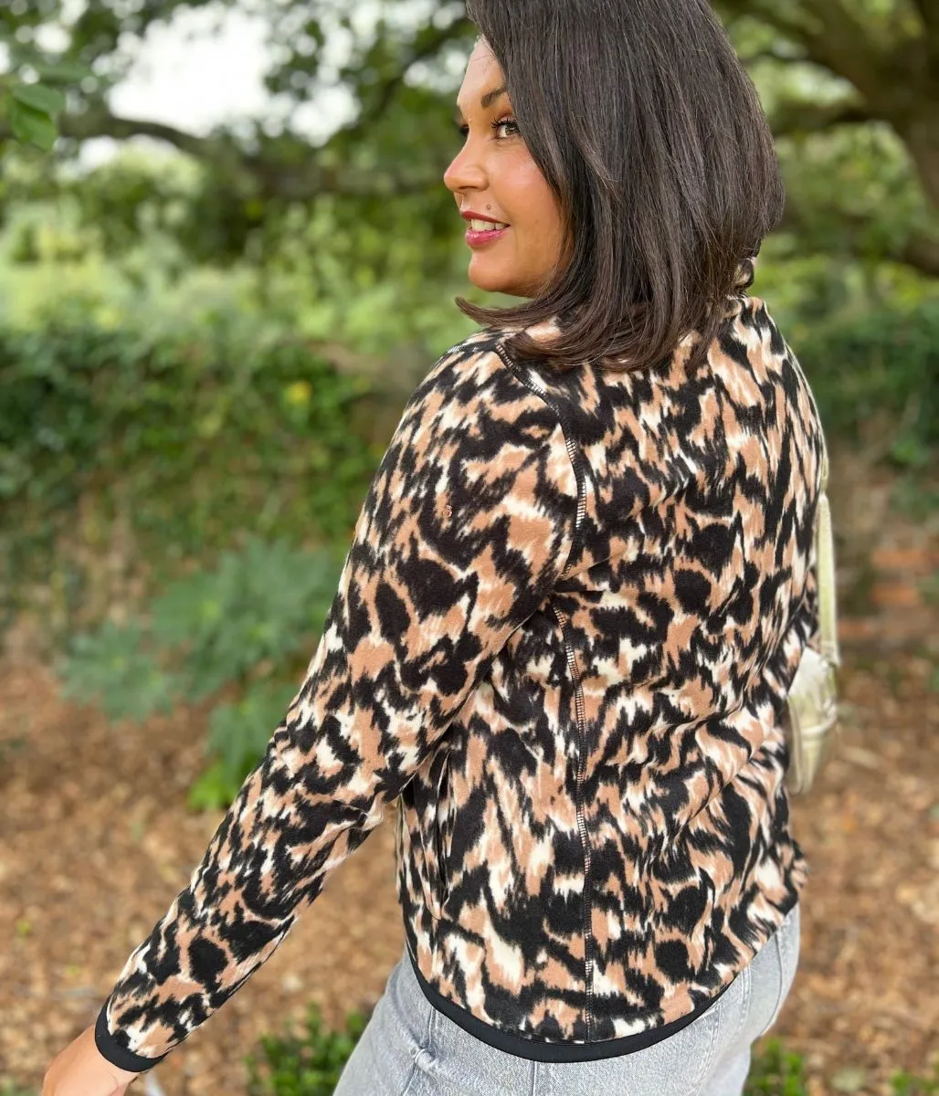 Animal Print Soft Full Zip Fleece Modern Cut Road Look