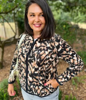 Animal Print Soft Full Zip Fleece clean design