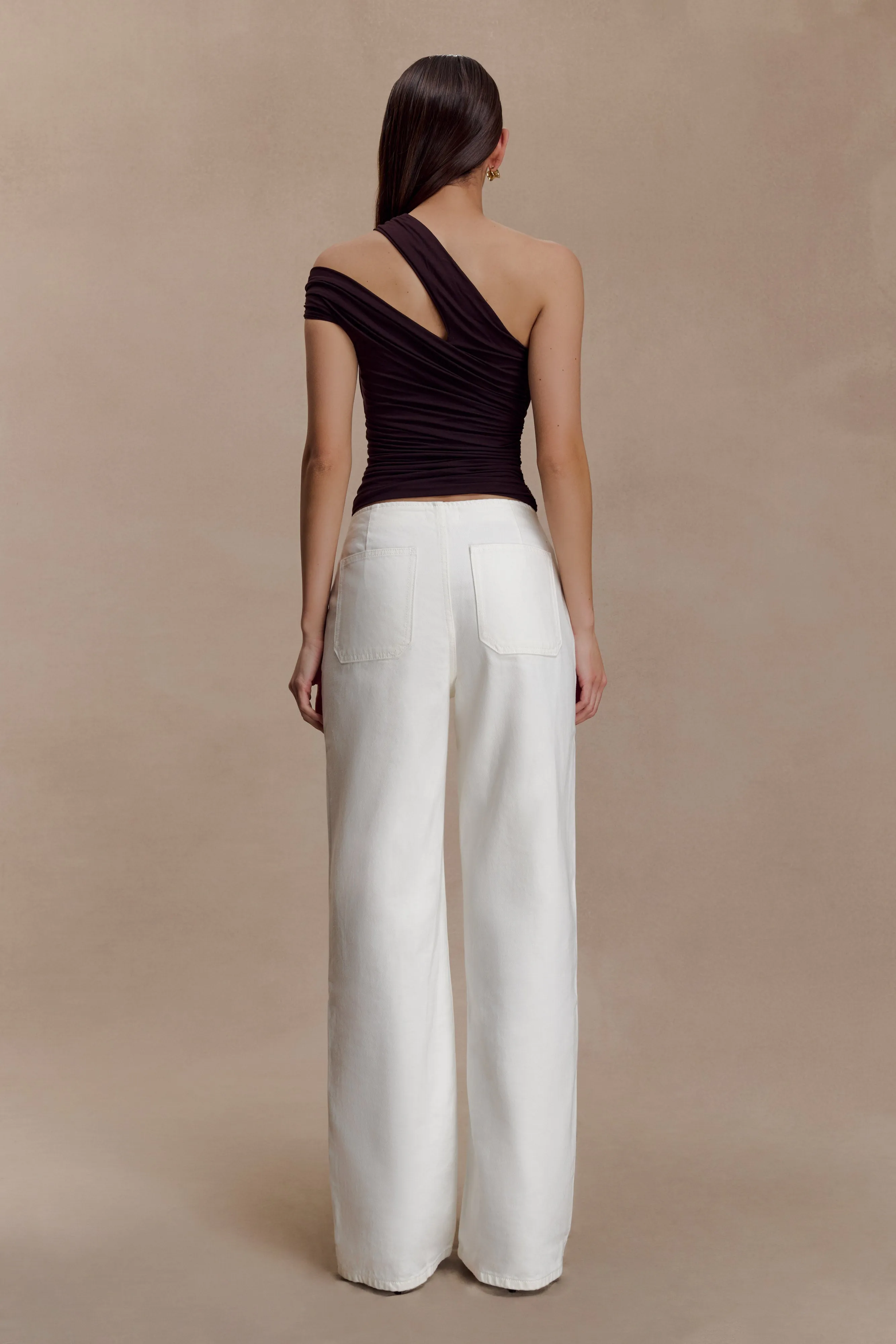 Anna One Shoulder Modal Top - Cacao Brown HeatSealed Seams EasyCare Fabric