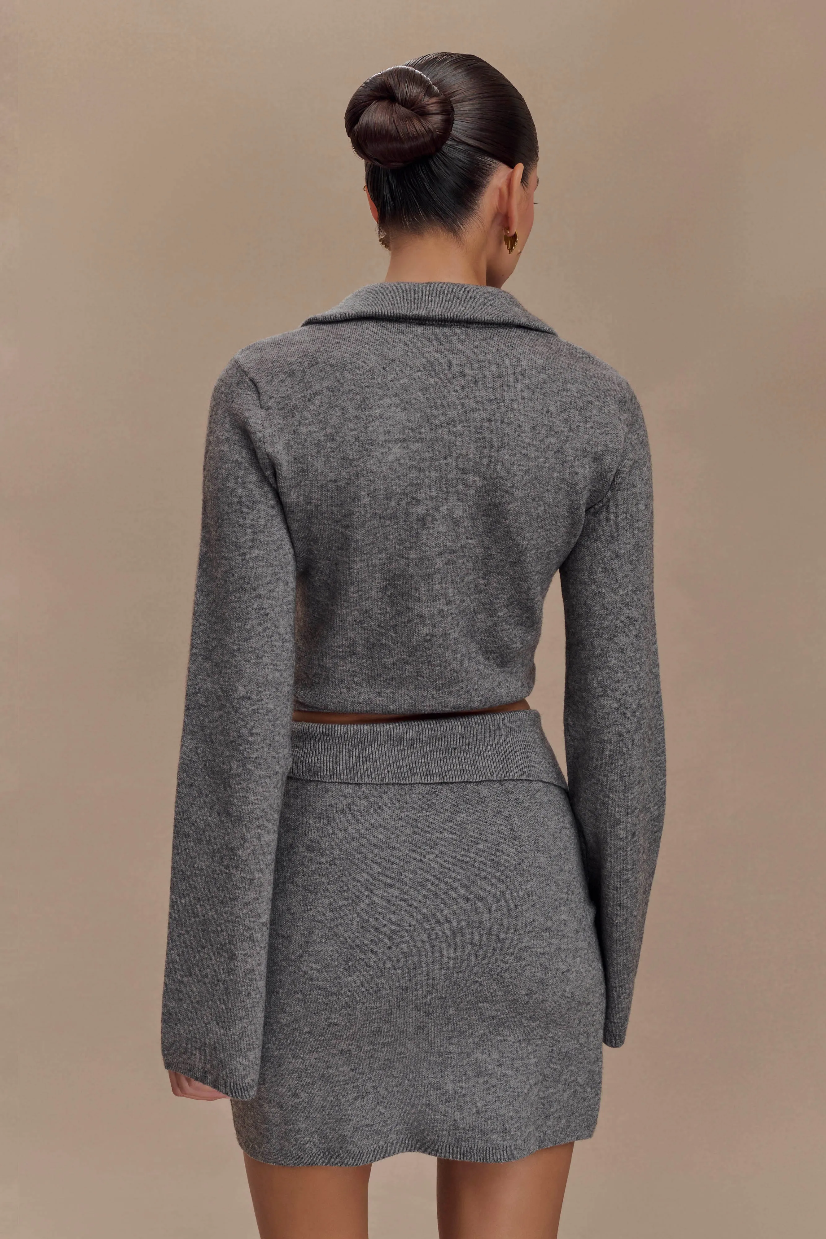 Ultra Flexible Weather Ready Annabelle Knit Curved Hem Cardigan - Charcoal