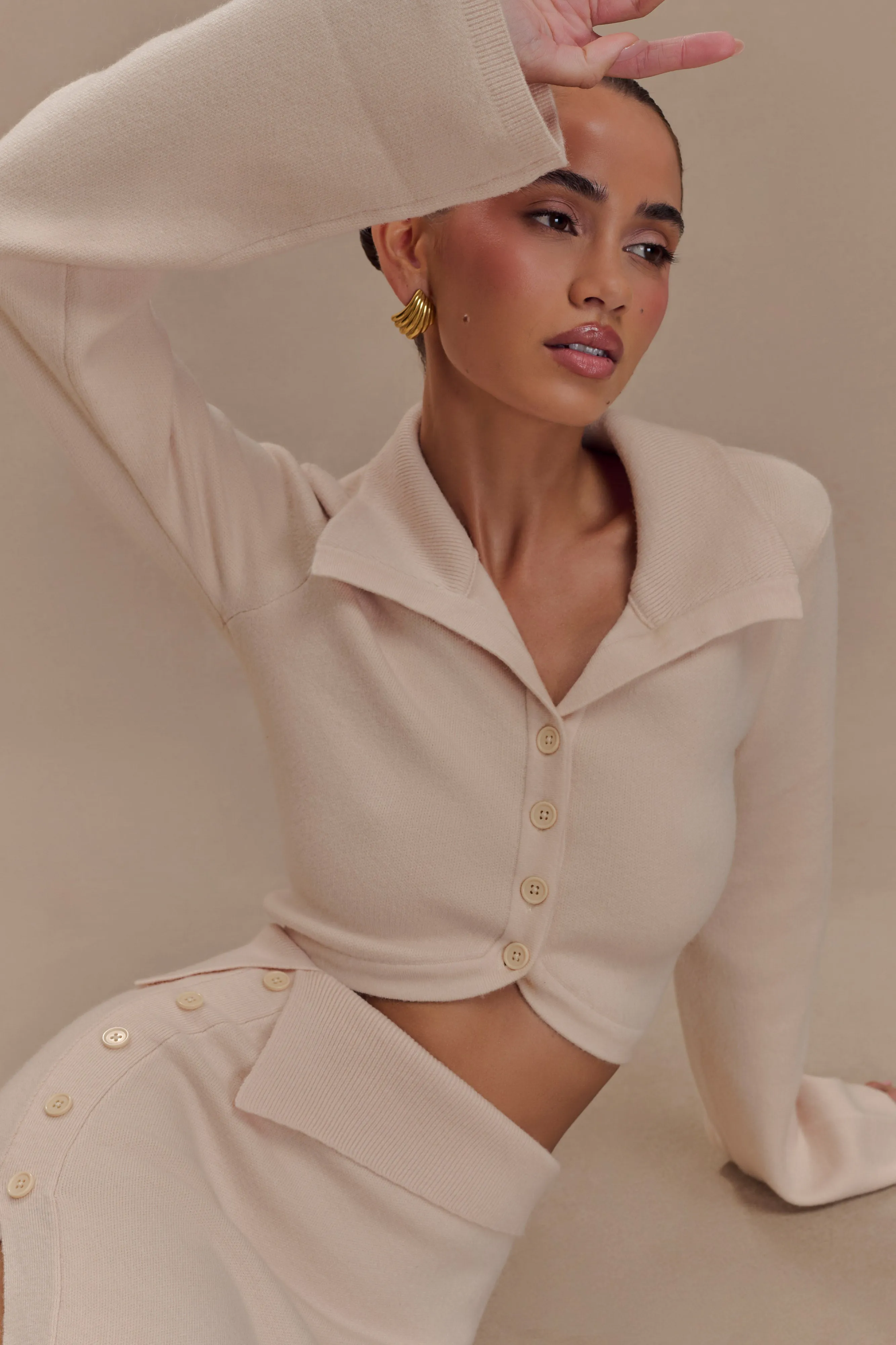 Annabelle Knit Curved Hem Cardigan - Cream Packable Construction Transitional Wear