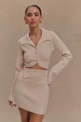 FoldableStructure Good Material Annabelle Knit Curved Hem Cardigan - Cream