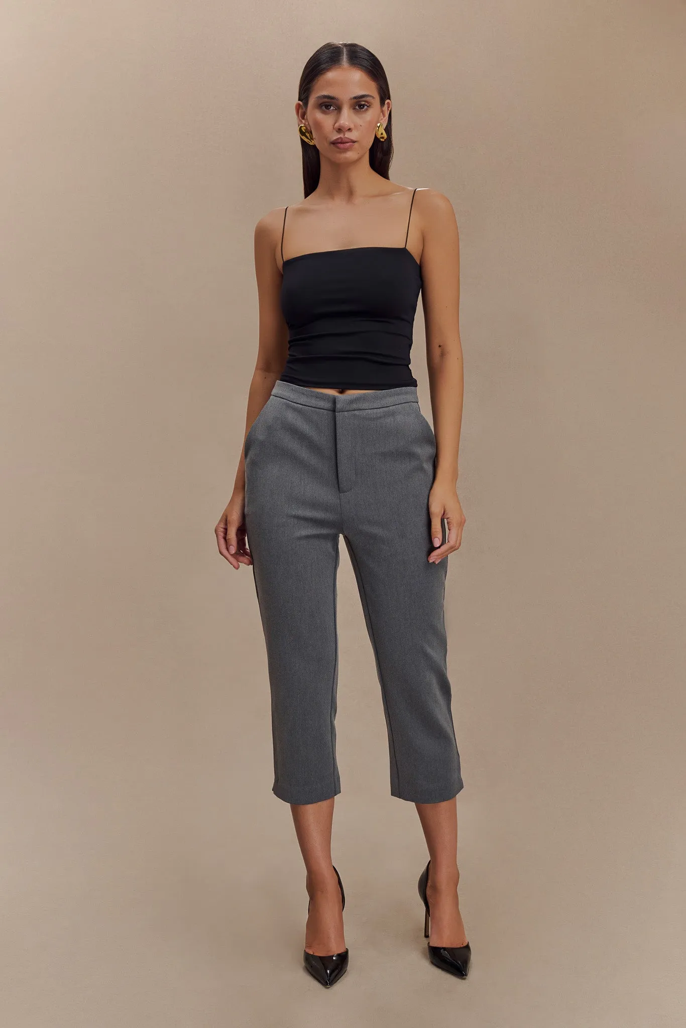 Perfect Shape Anne Fitted Capri Pants - Charcoal Marle