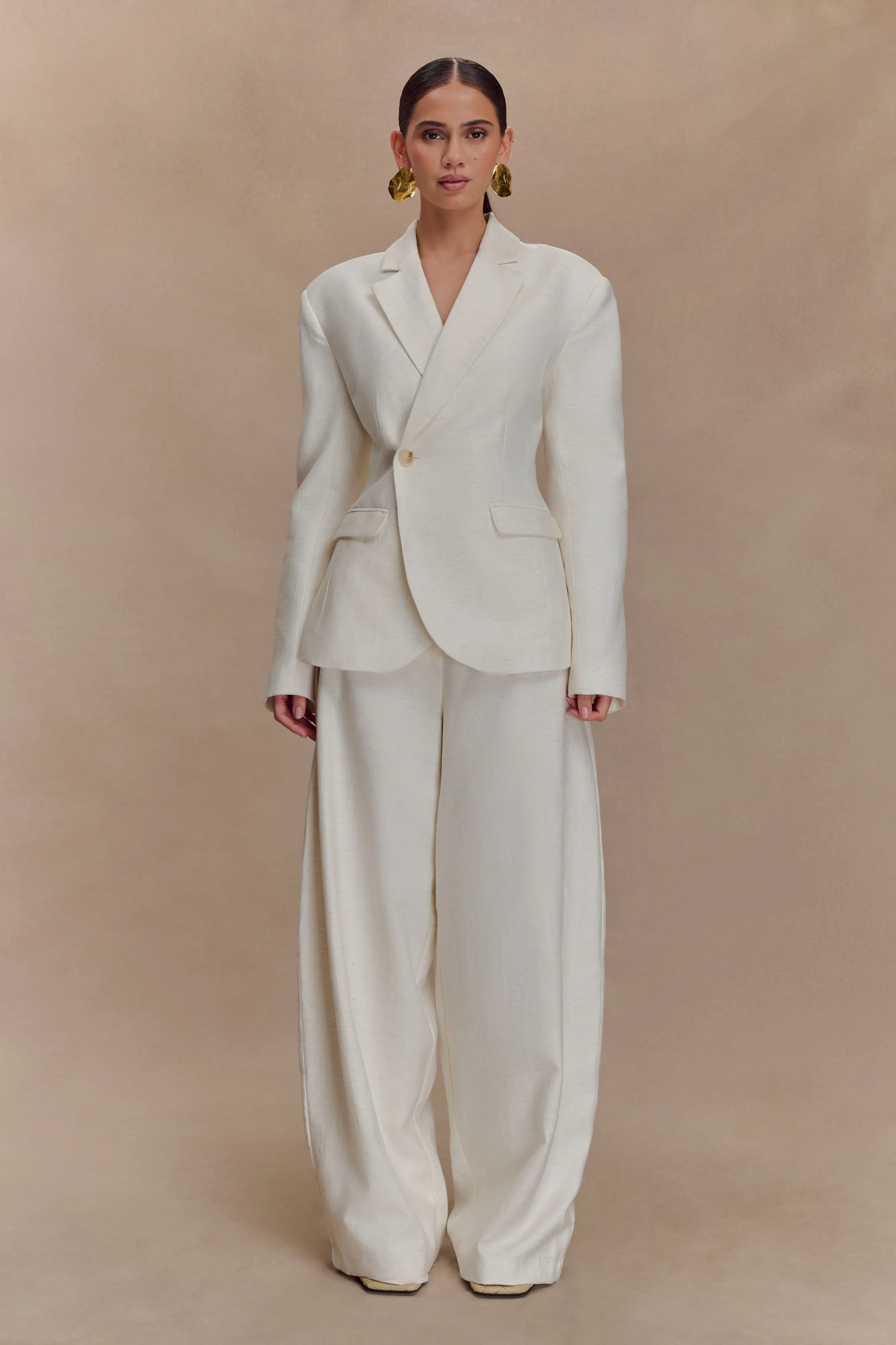 Jameson Cinched Linen Blazer - Oat Marle Easy Care Finish Polarized Sun Protection