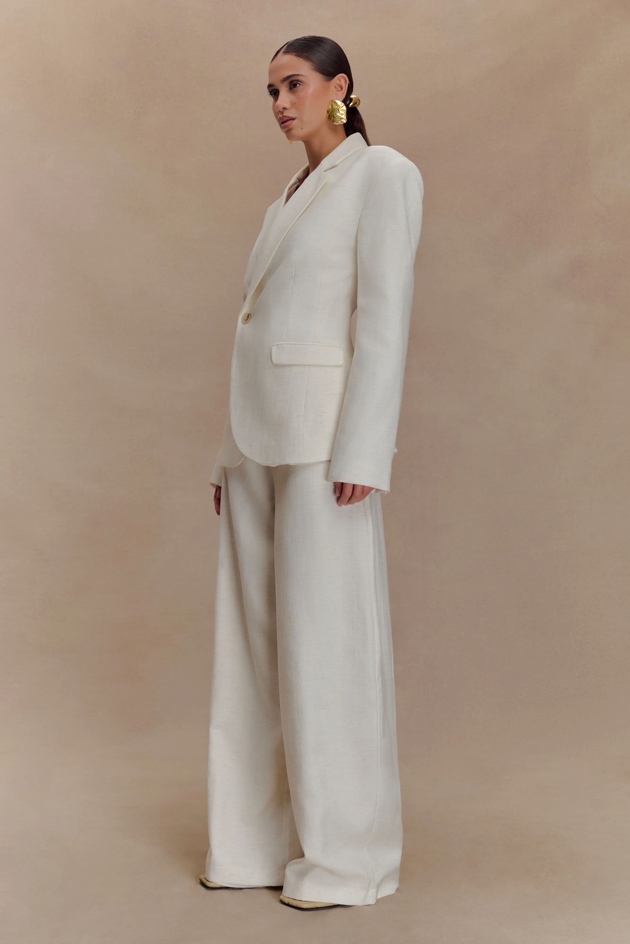 Smooth Zipper Track Odor control Jameson Cinched Linen Blazer - Oat Marle