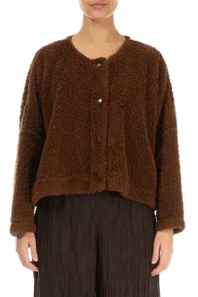 High Visibility Trim Snap Front Aged Copper Teddy Cotton Jacket