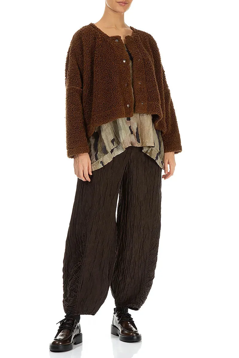SeamlessShoulderPanels Snap Front Aged Copper Teddy Cotton Jacket