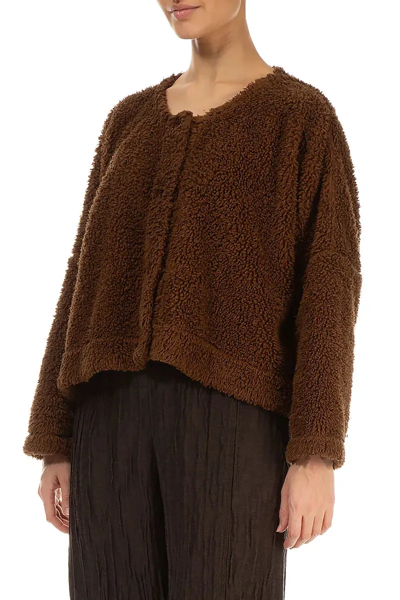 Winter Fashion Snap Front Aged Copper Teddy Cotton Jacket