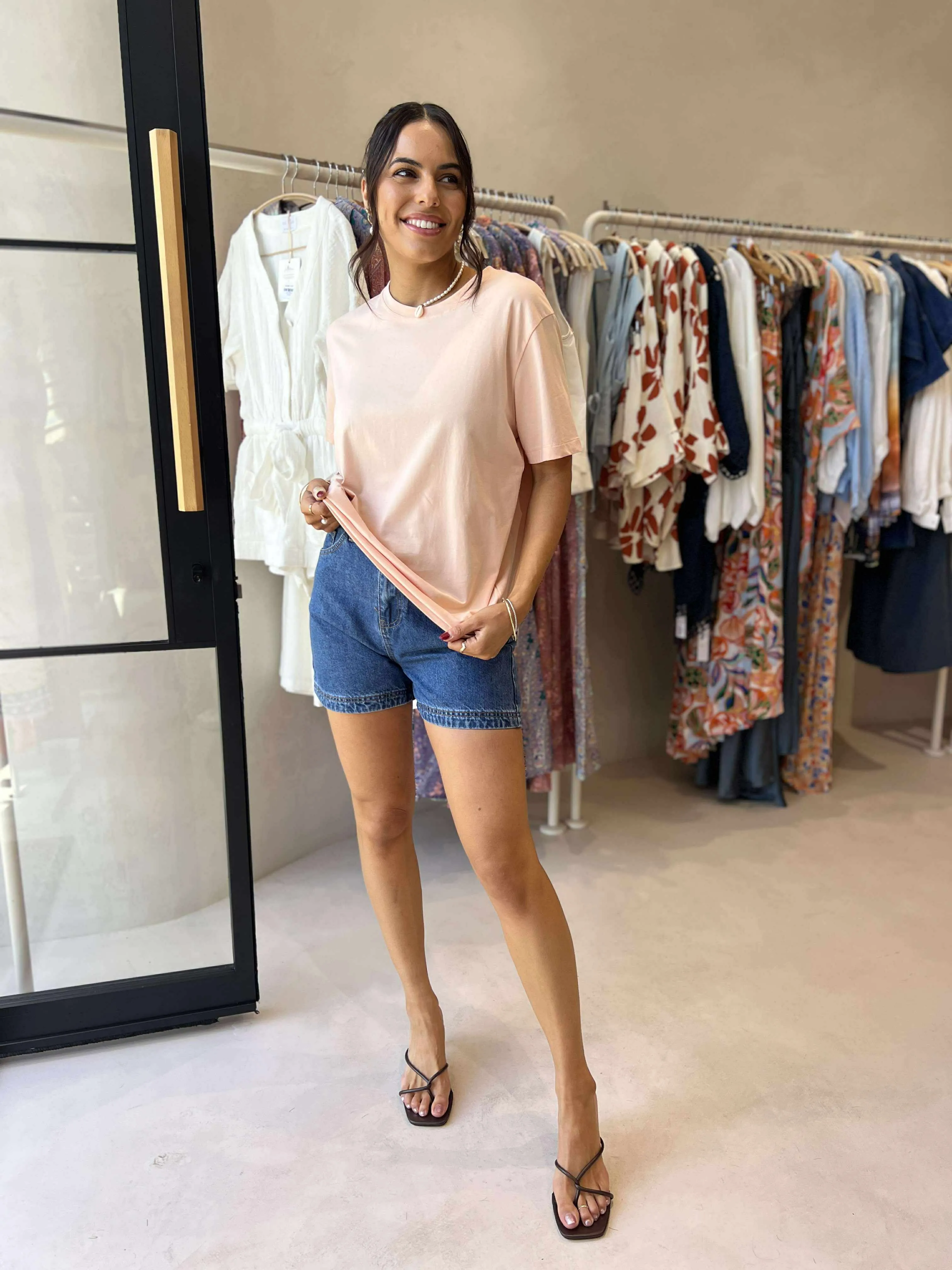 EcoFriendly Material High Collar Option ATHENS TEE-SALMON