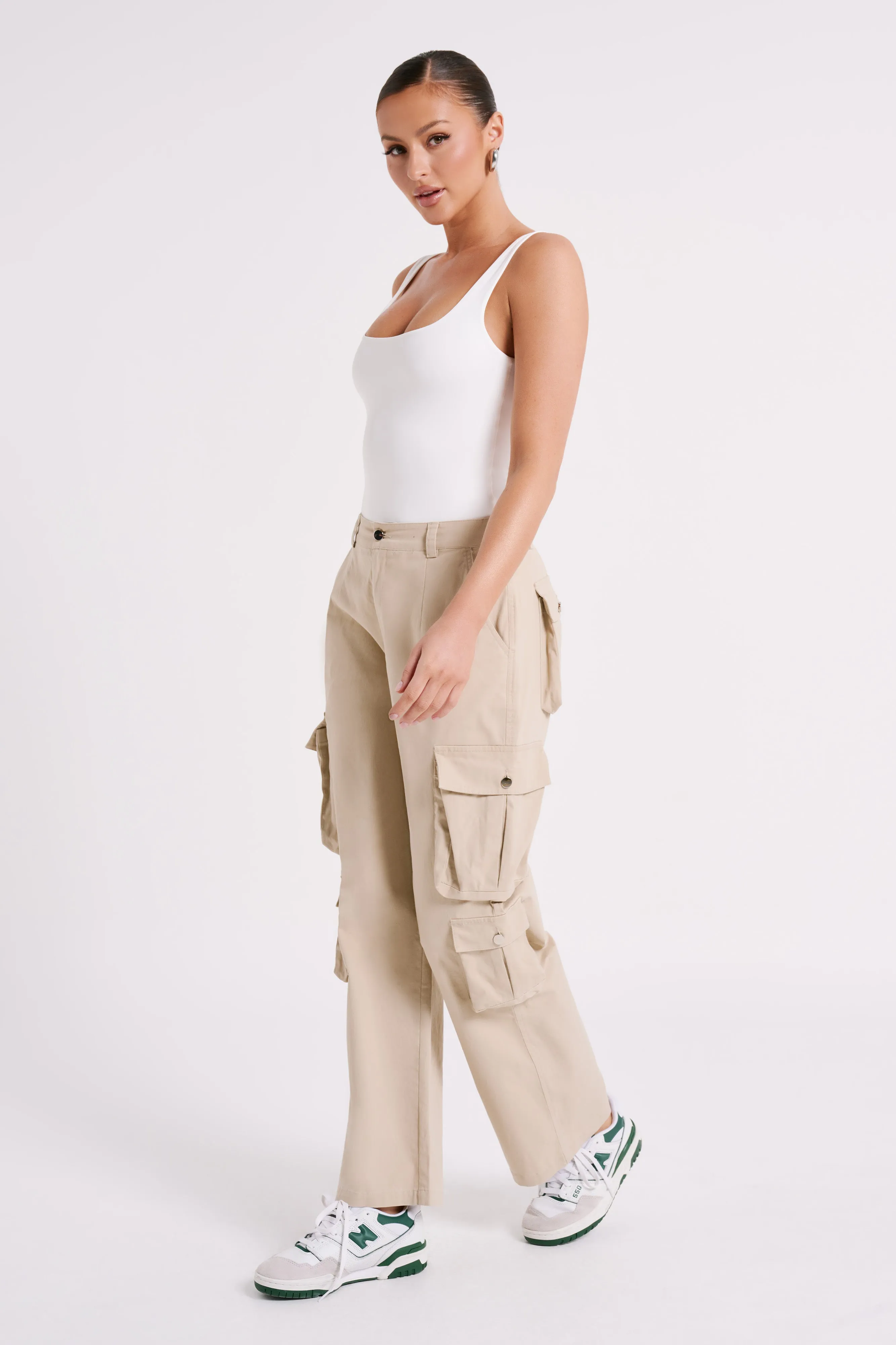 Charlie Recycled Nylon Scoop Neck Bodysuit - White Reinforced Stitching