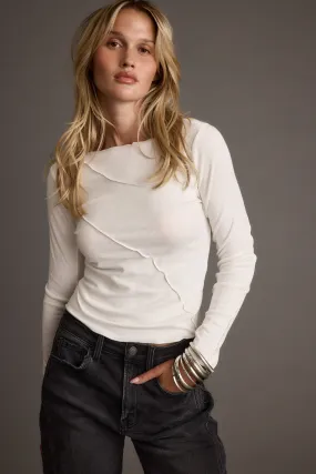BambooBlend Drifter White Seamed Long Sleeve Top