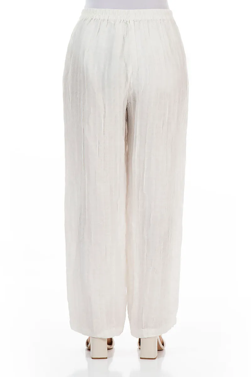 Straight Crinkled Off White Trousers Chilly Day Layers Hidden Pocket System