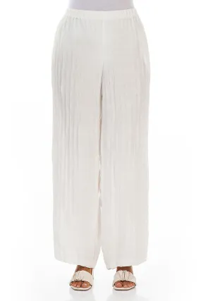 Straight Crinkled Off White Trousers Core Movement