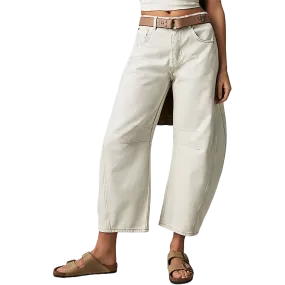 TaglessLabel Elastic Cuff Women's Good Luck Mid Rise Barrel Jeans