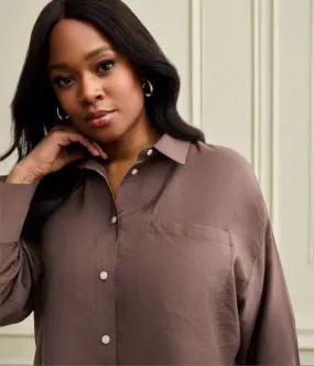 HighDensityWeave Brown Modal Relaxed Shirt