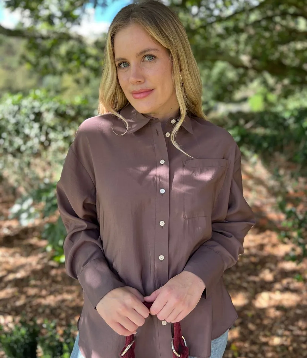 AntiSnag Threading MoistureWicking Technology Brown Modal Relaxed Shirt