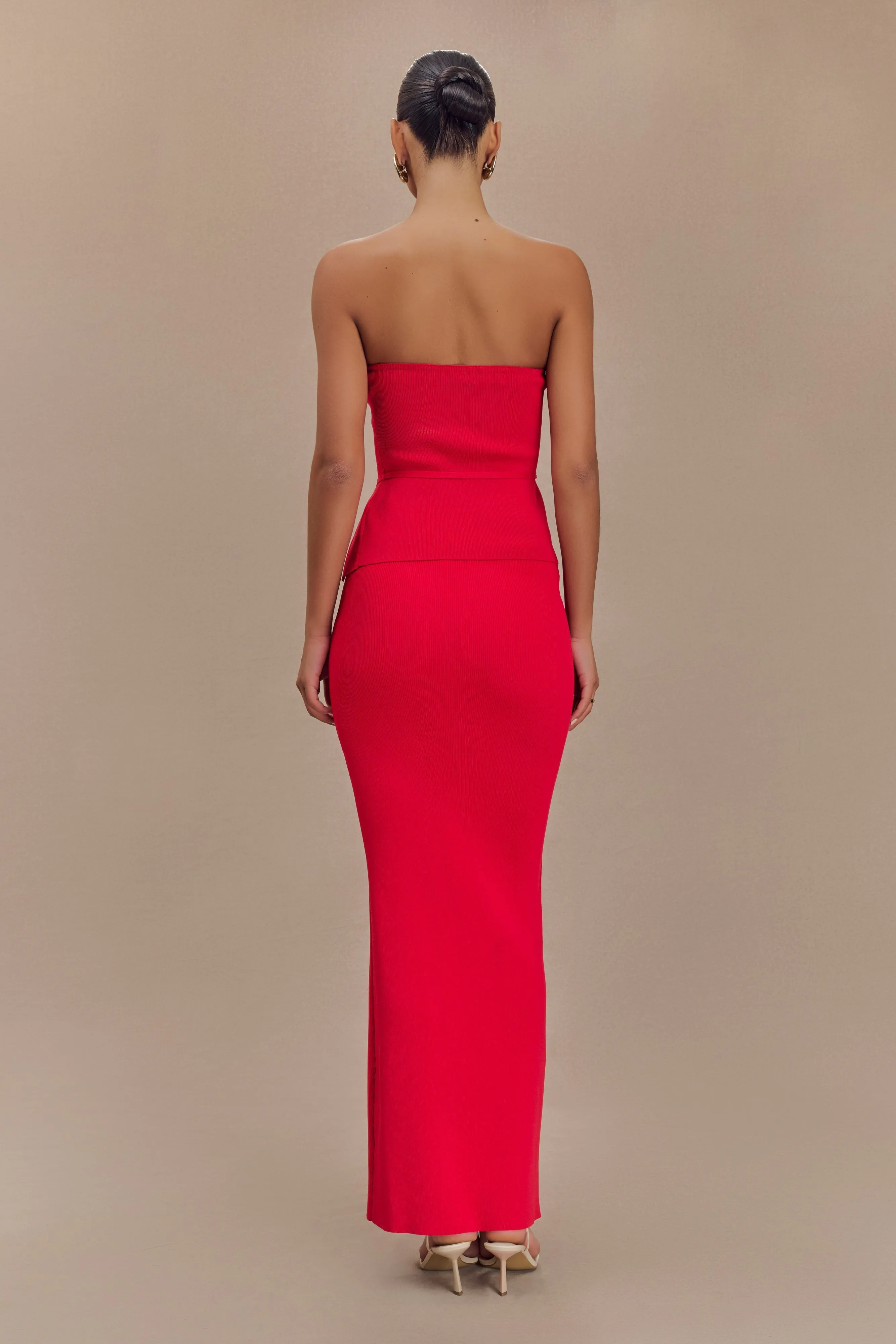 Keaton Fishtail Knit Maxi Skirt - Red Comfort Cushioning