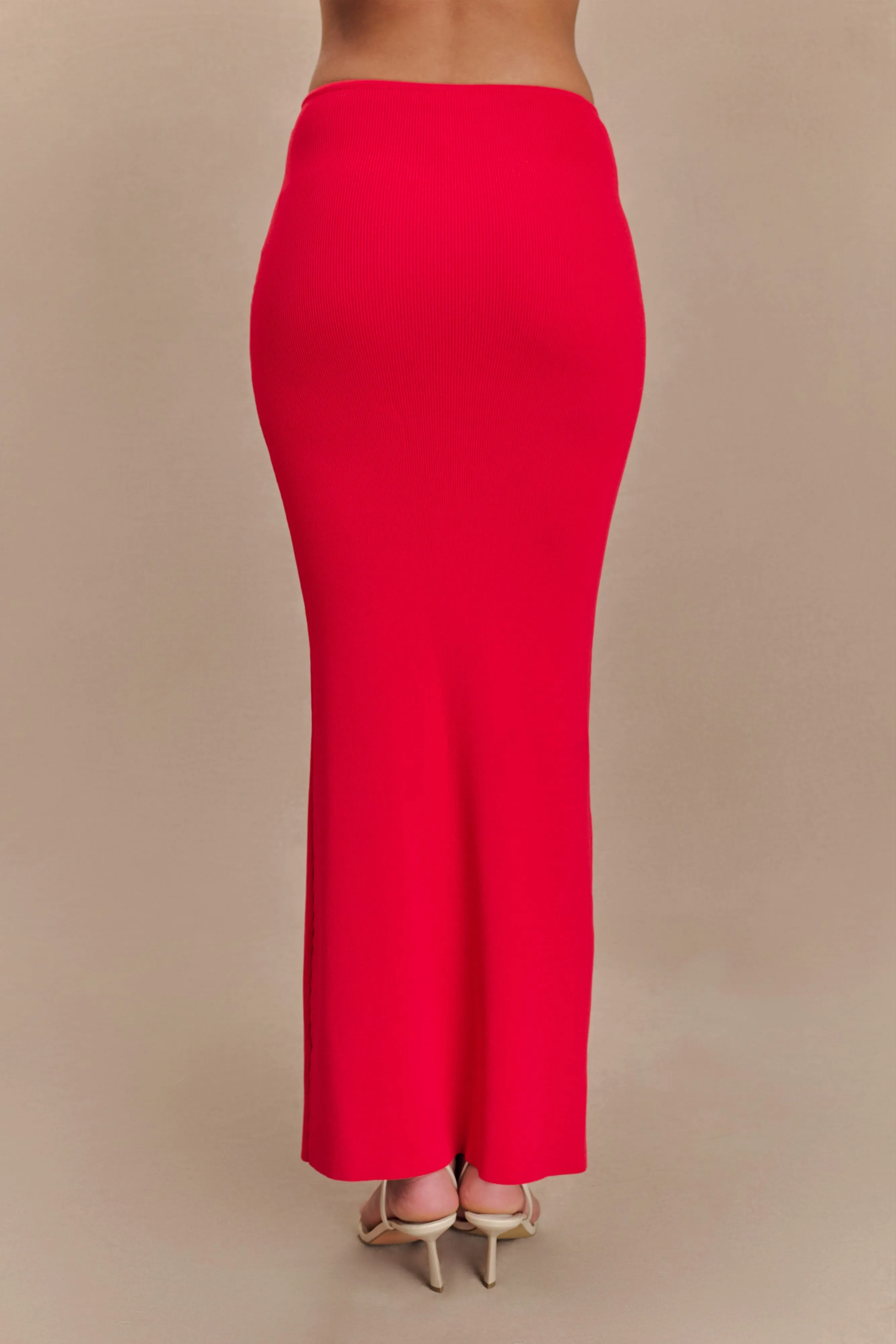 Keaton Fishtail Knit Maxi Skirt - Red Weekend Wear Move Freely
