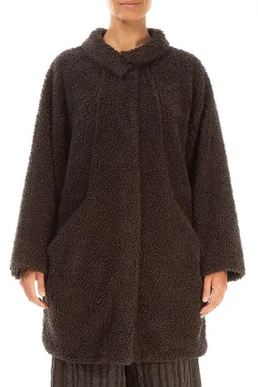 Forest Brown Teddy Cotton Coat Waist String