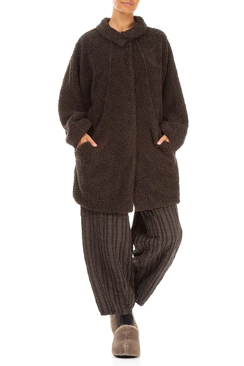 Forest Brown Teddy Cotton Coat Mesh Lining