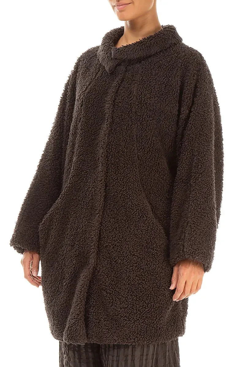 Forest Brown Teddy Cotton Coat Stand Up Collar Interchangeable Liners