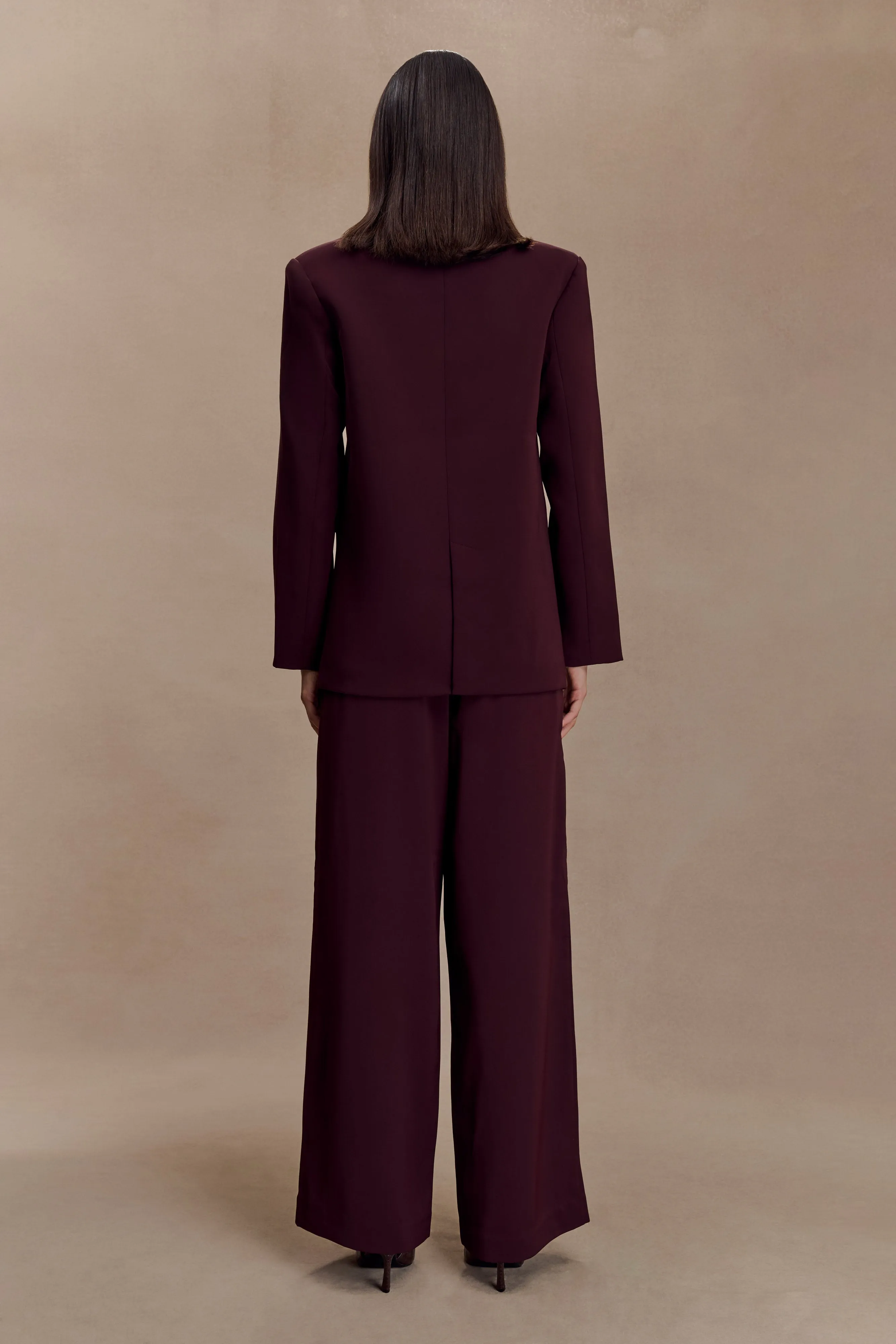 Elastic Cuff Static free Arlo Wide Leg Suiting Trouser - Mahogany