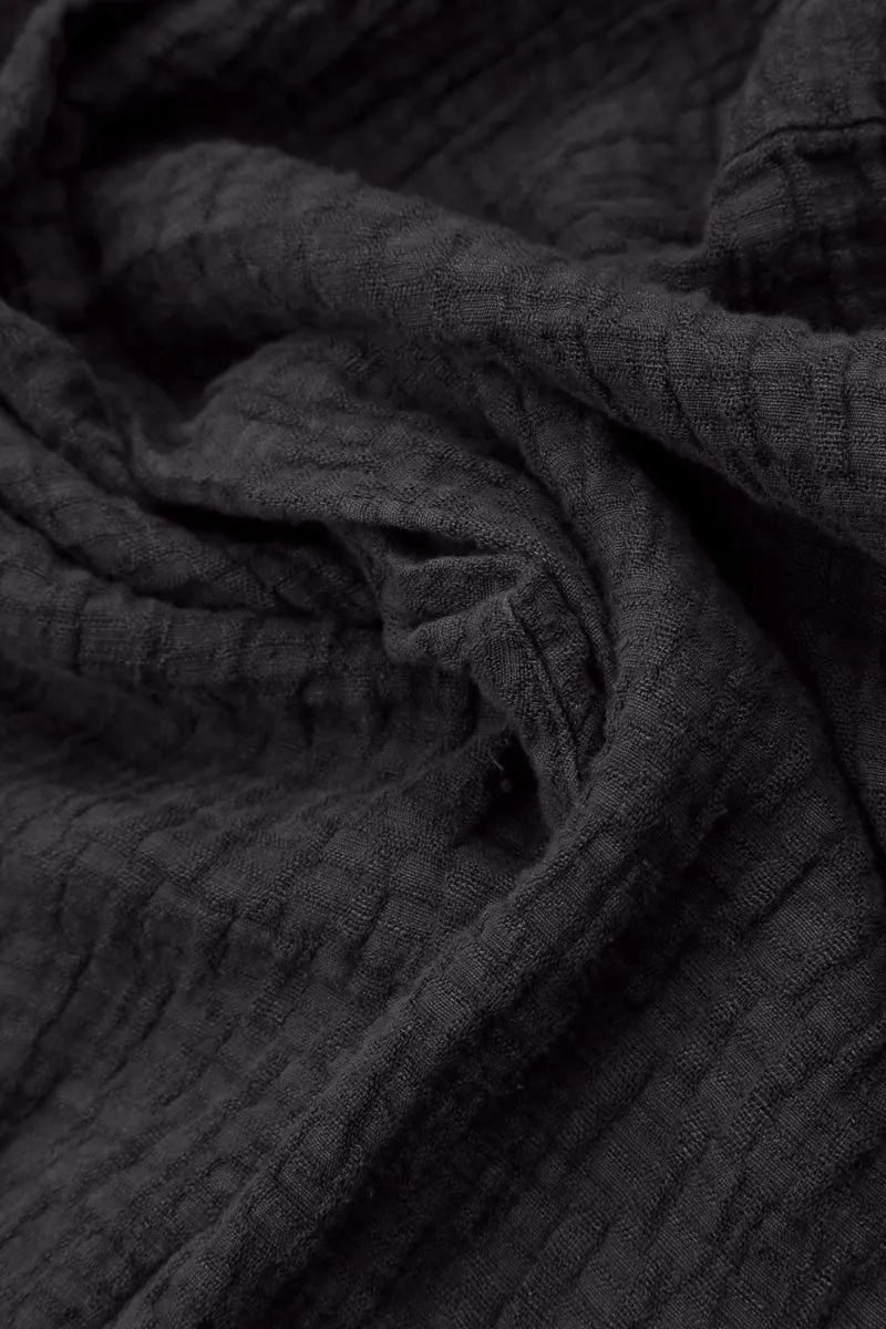 Thermal Reflective Lining Ultraviolet Protection Buttoned Graphite Textured Linen Jacket