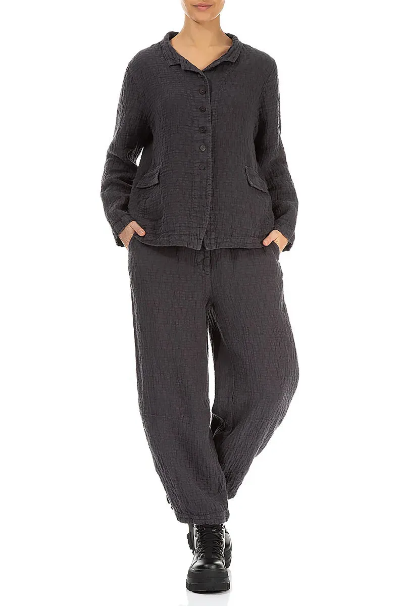 SlipResistantFastenings Active Wear Buttoned Graphite Textured Linen Jacket