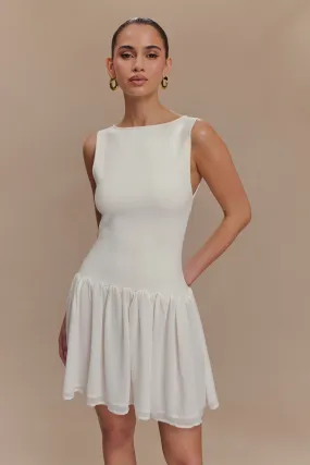 Ashleigh Knit And Chiffon Mini Dress - Ivory Balanced Shape Stylish party wear
