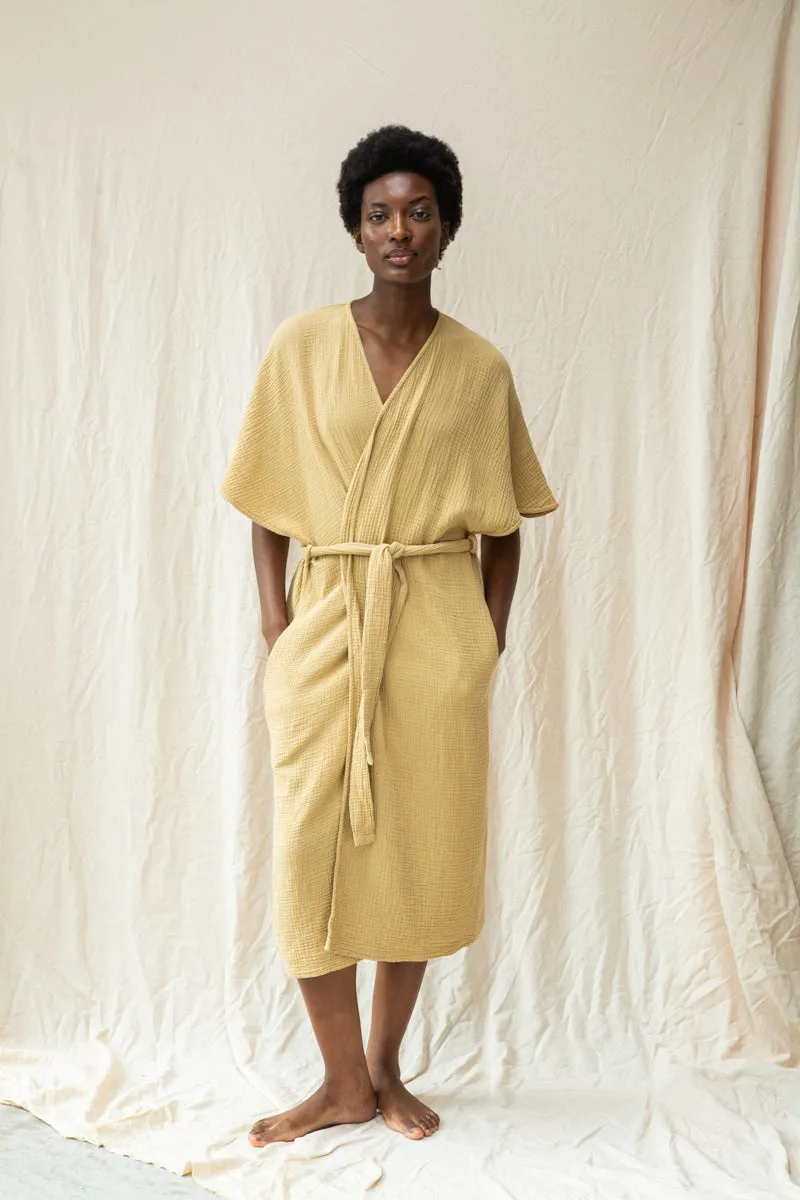 Understated Glam Aspyn Organic Cotton Robe in Straw