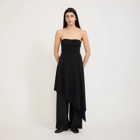 Asymmetric Strapless Dress Black Floral Swing Chill Base