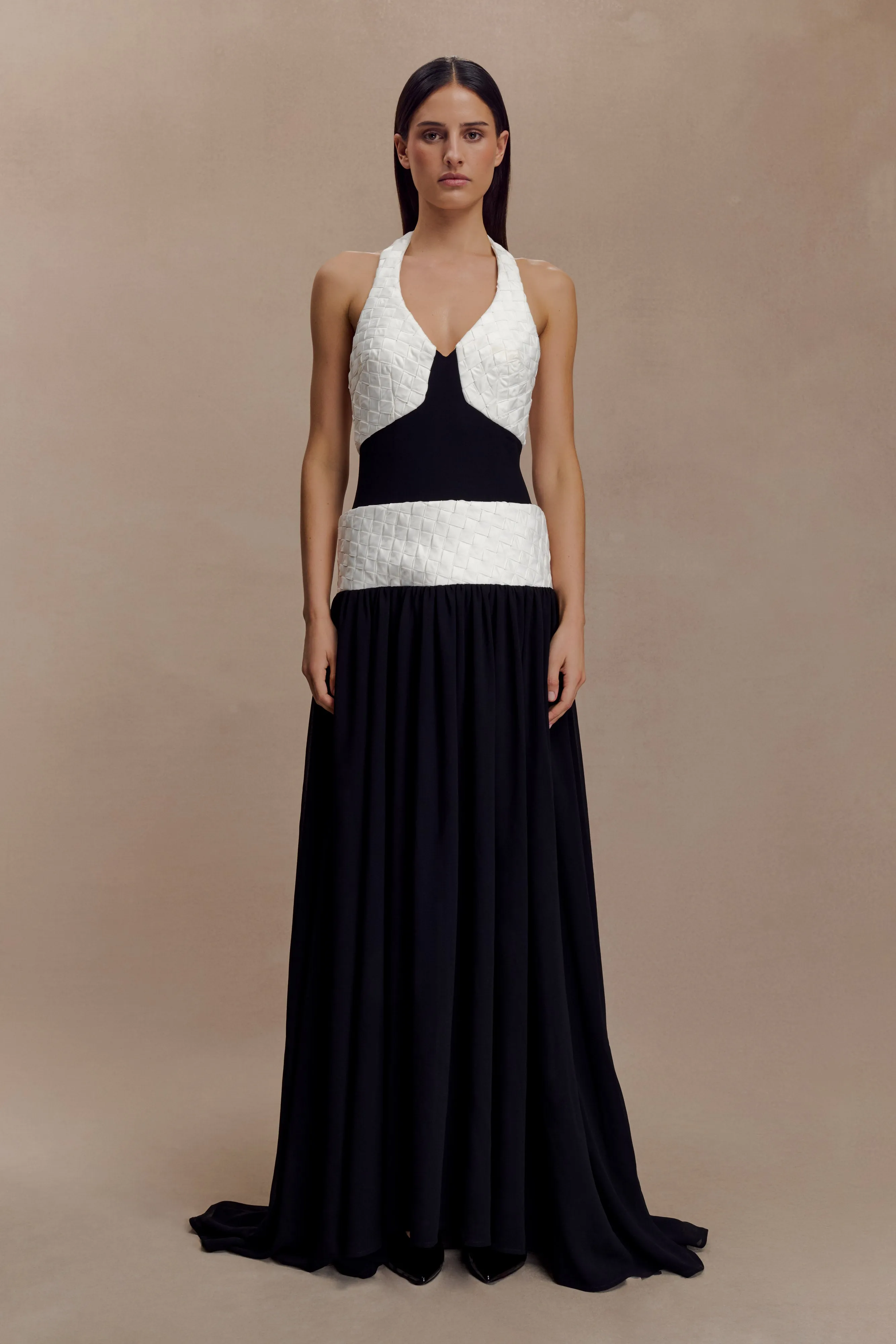 Autumn Mood Celine Chiffon Maxi Dress - Black/White