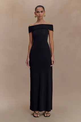 Vibrant Layer Aurora Slinky And Mesh Split Maxi Dress - Black