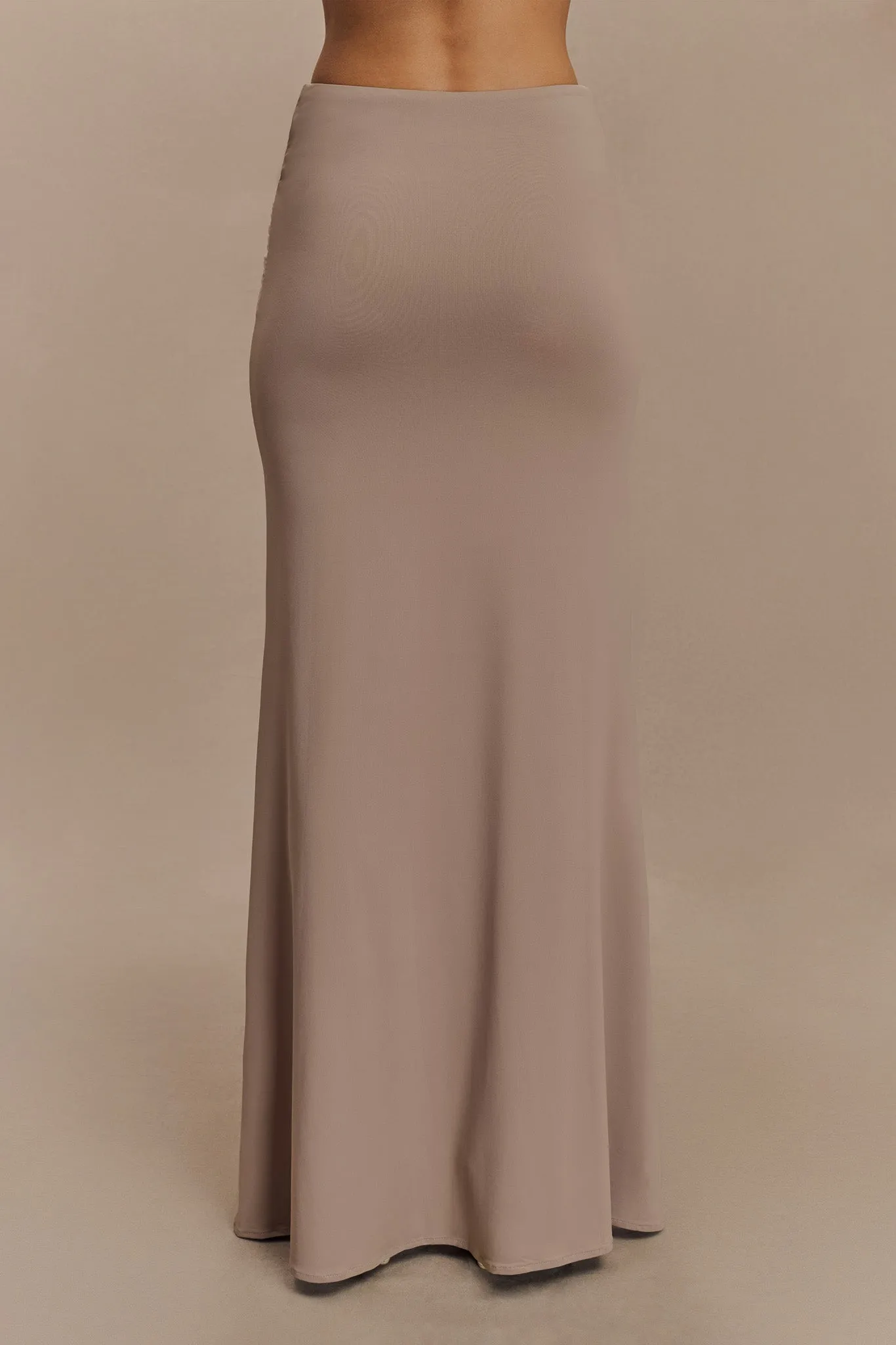 Chill Ready Chilly Comfort Jules Recycled Nylon And Mesh Maxi Skirt - Taupe