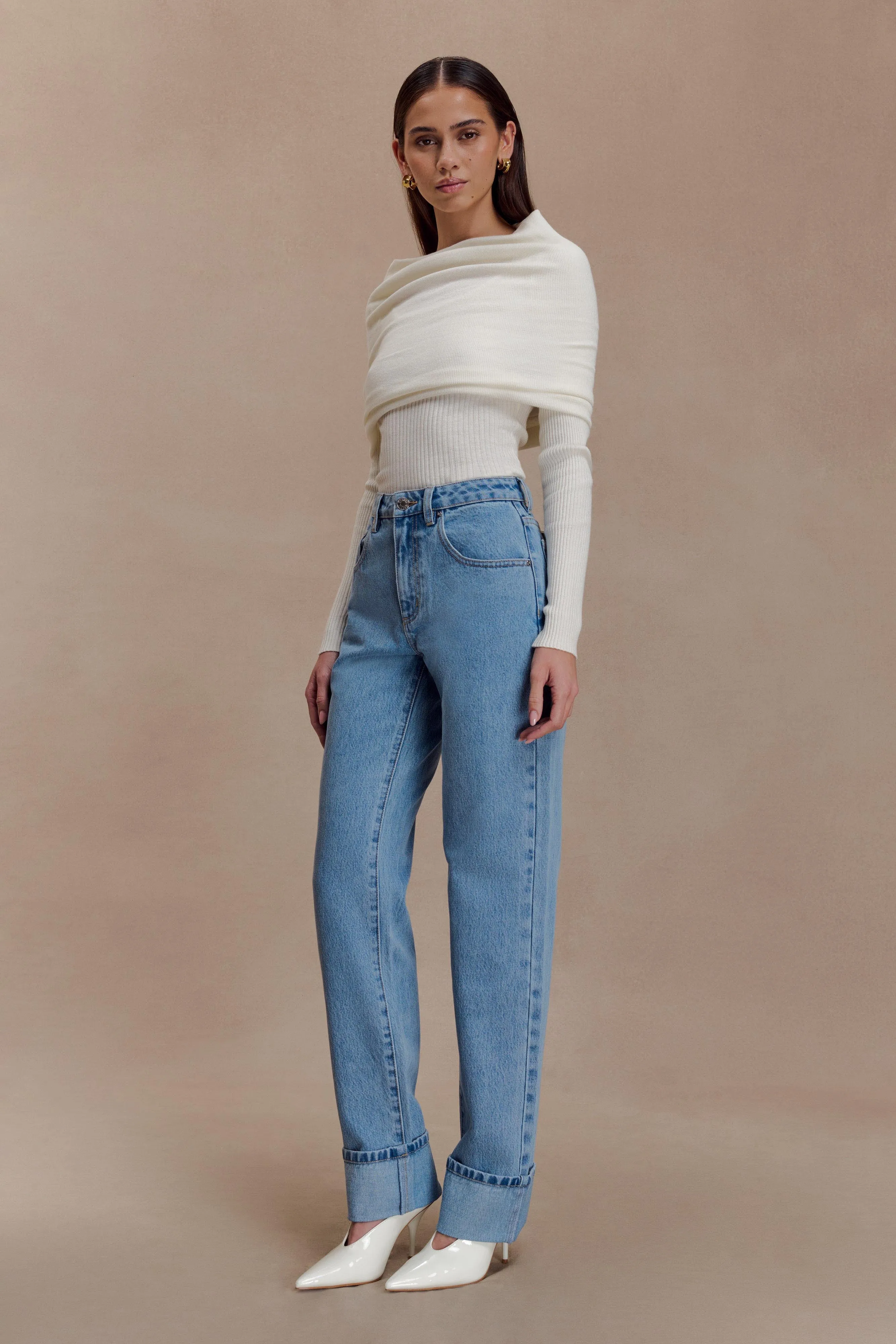 Kirralee Straight Leg Cuffed Jeans - Classic Blue quick dry DurableBartack