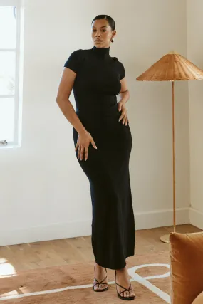 Flexible Knee Articulation Avani Mid Rise Knit Maxi Skirt - Black