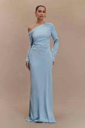 Minimal Cut Travel-Essential Avery Long Sleeve Maxi Dress - Cornflower Blue