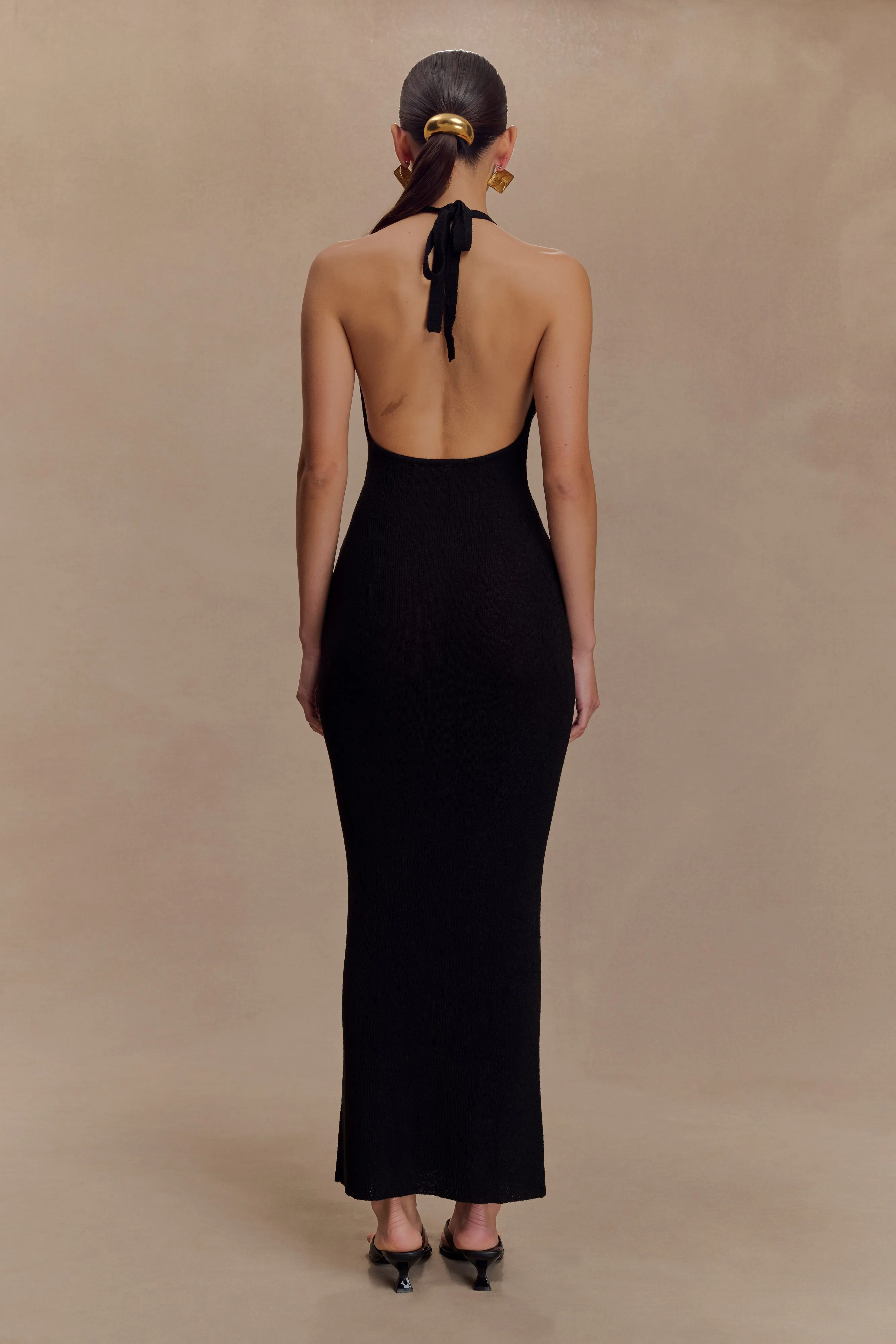 City Casual Sporty Comfort Ayella Cowl Knit Maxi Dress - Black