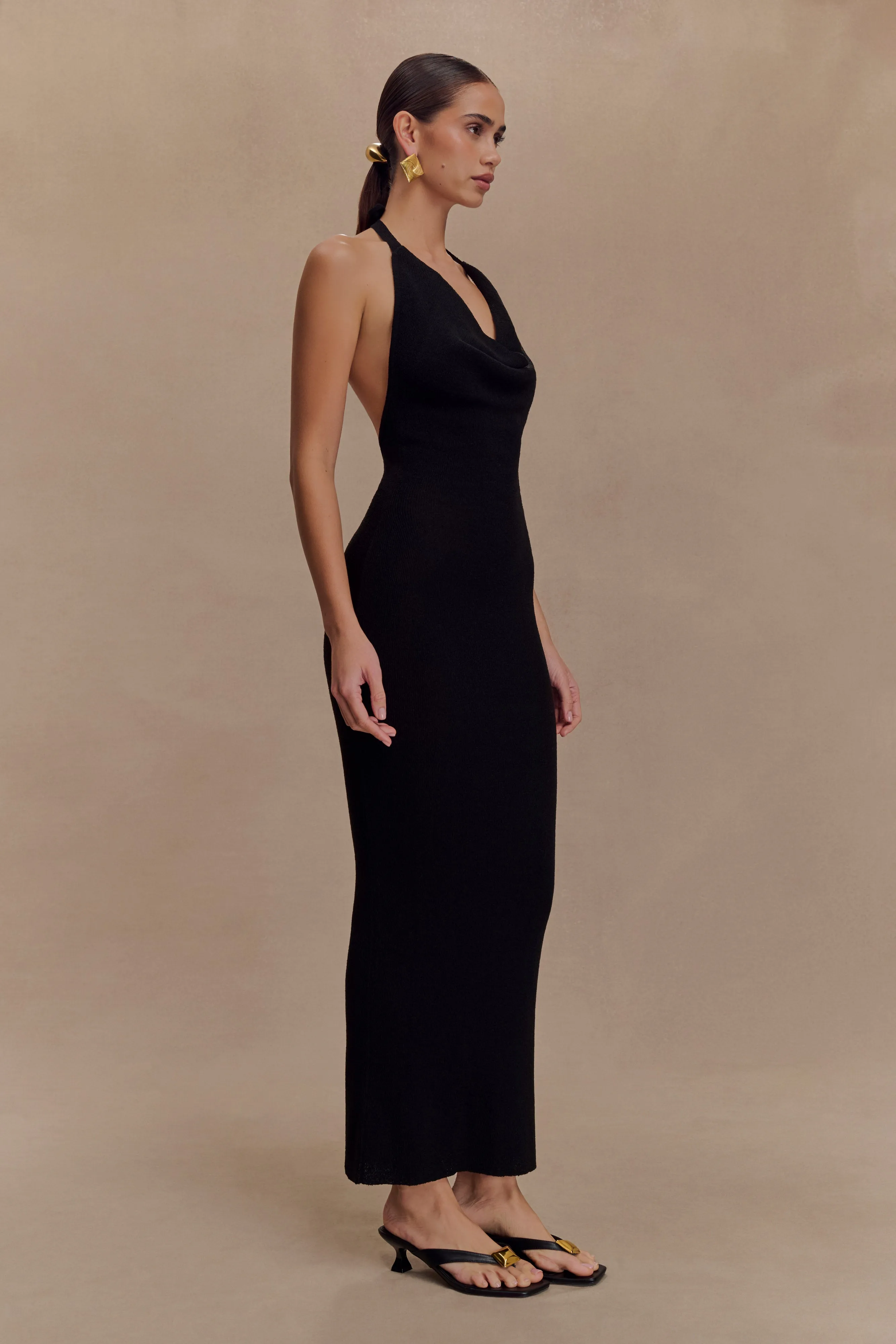 Ayella Cowl Knit Maxi Dress - Black Perfect Day-to-Night