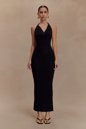 Ayella Cowl Knit Maxi Dress - Black Romantic Hour