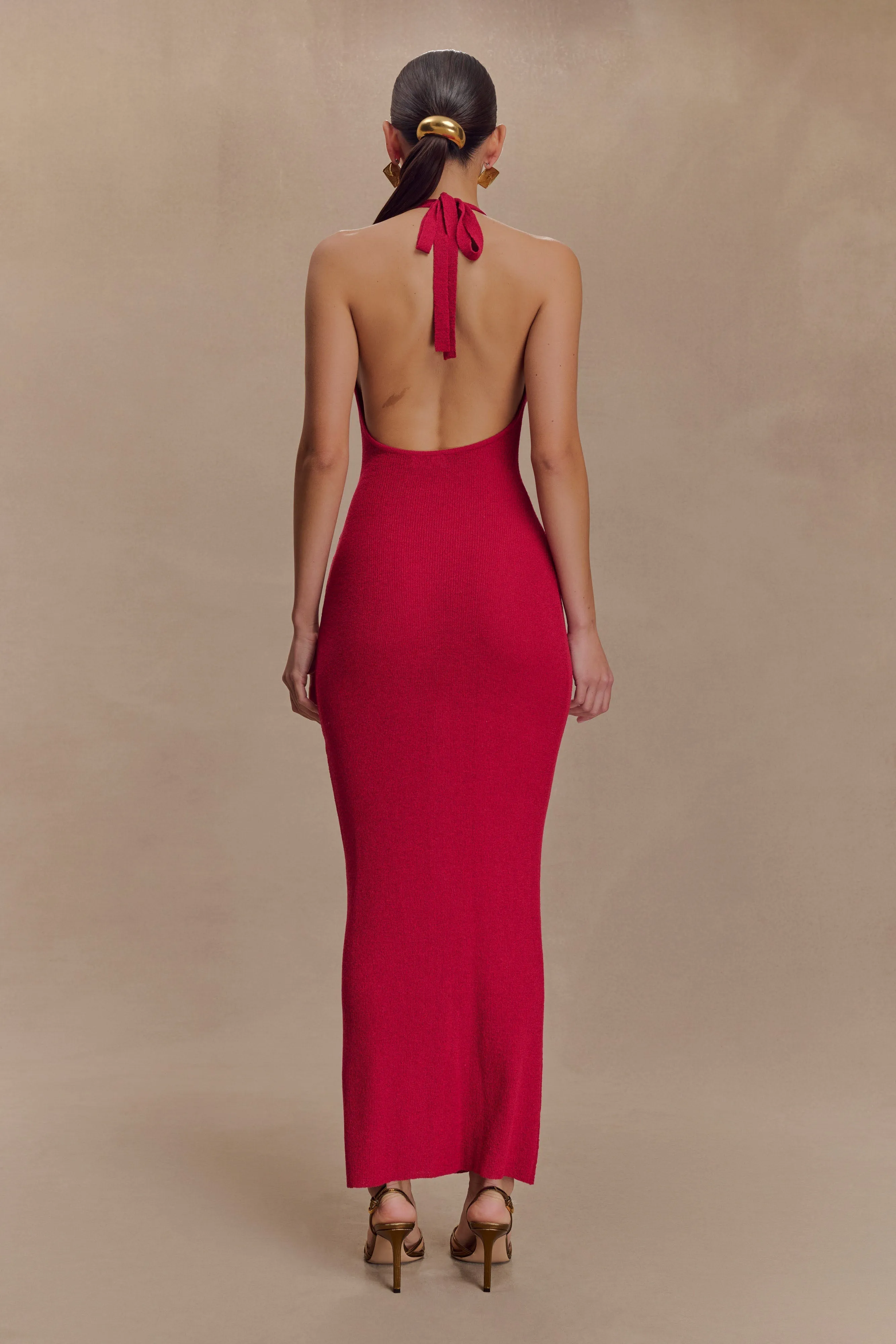 Ayella Cowl Knit Maxi Dress - Raspberry Daywear Fit