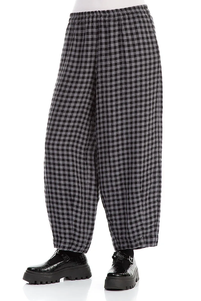 OdorResistantFinish Cold Weather Wear Back Pockets Grey Check Linen Trousers